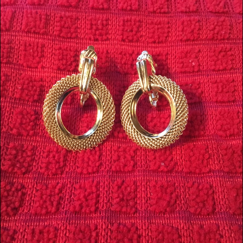 Trifari gold tone clip-on earrings